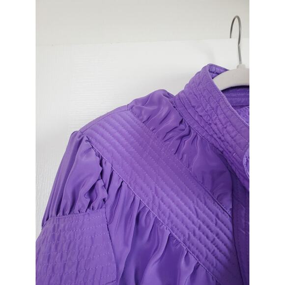 Vintage Marguerite Rubel San Francisco Unique Silky Purple Puffer Jacket, Large - Picture 5 of 12